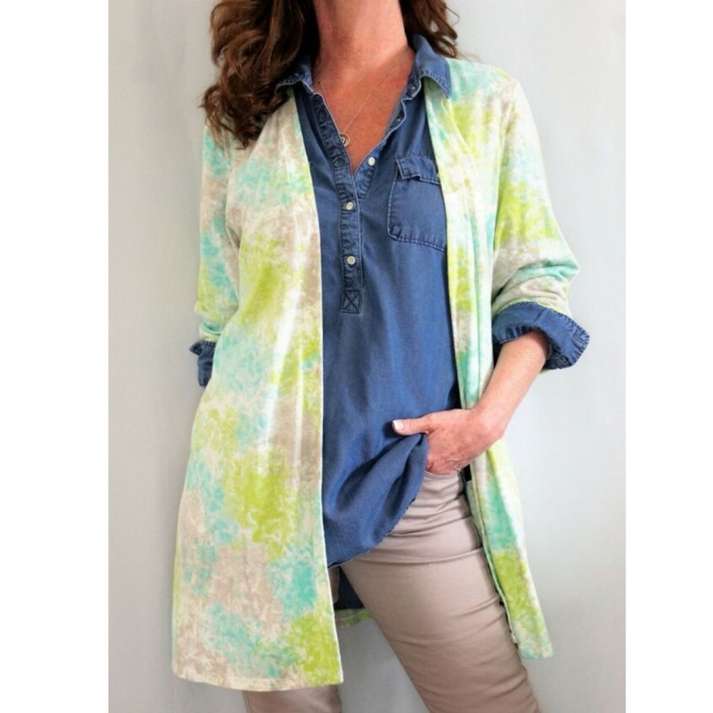NEW J. Jill PureJill Batik Open Front Cotton Cardigan